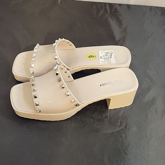 BRAND NEW FOREVER HANI STUDDED  EMBELLISHMENTS JELLY BLOCK HEEL OPEN TOE…G1 - Picture 6 of 13